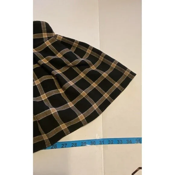 Mini Black Beige Large Plaid Skirt Lined Y2K 90s Vintage Clueless Preppy Student - Picture 3 of 13
